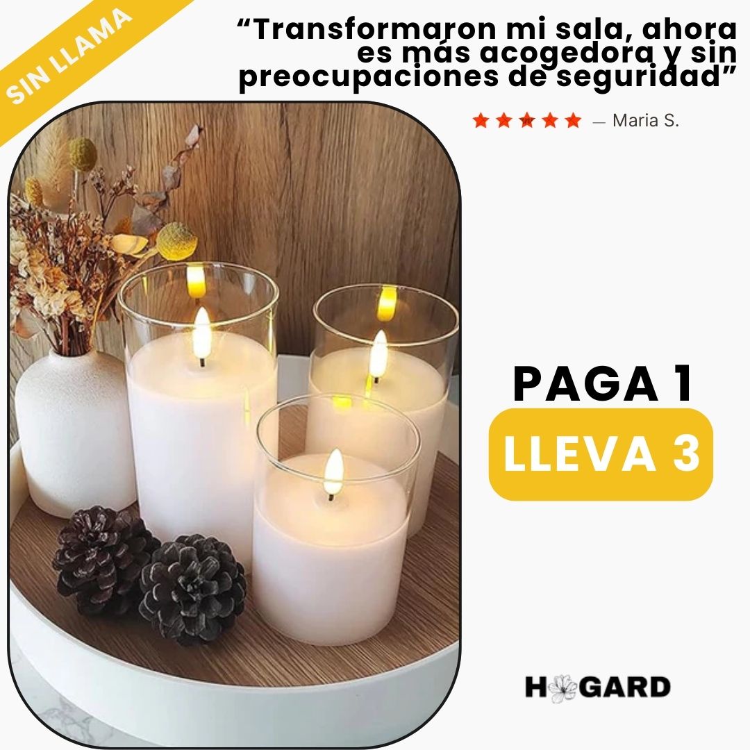 Set 3x1 de Velas sin Llama Glowlabo™